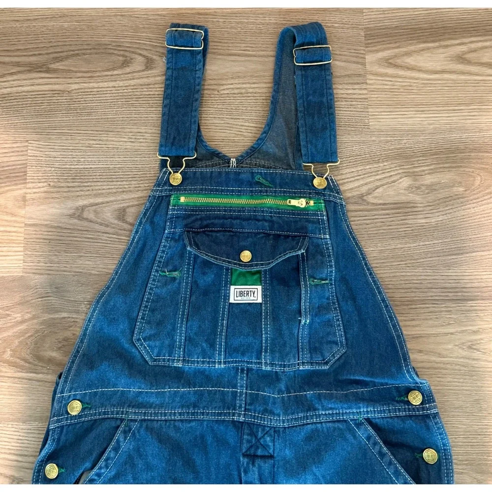 Liberty Mens Denim Bib Overalls Indigo Blue Cotton Workwear size 34 x 29